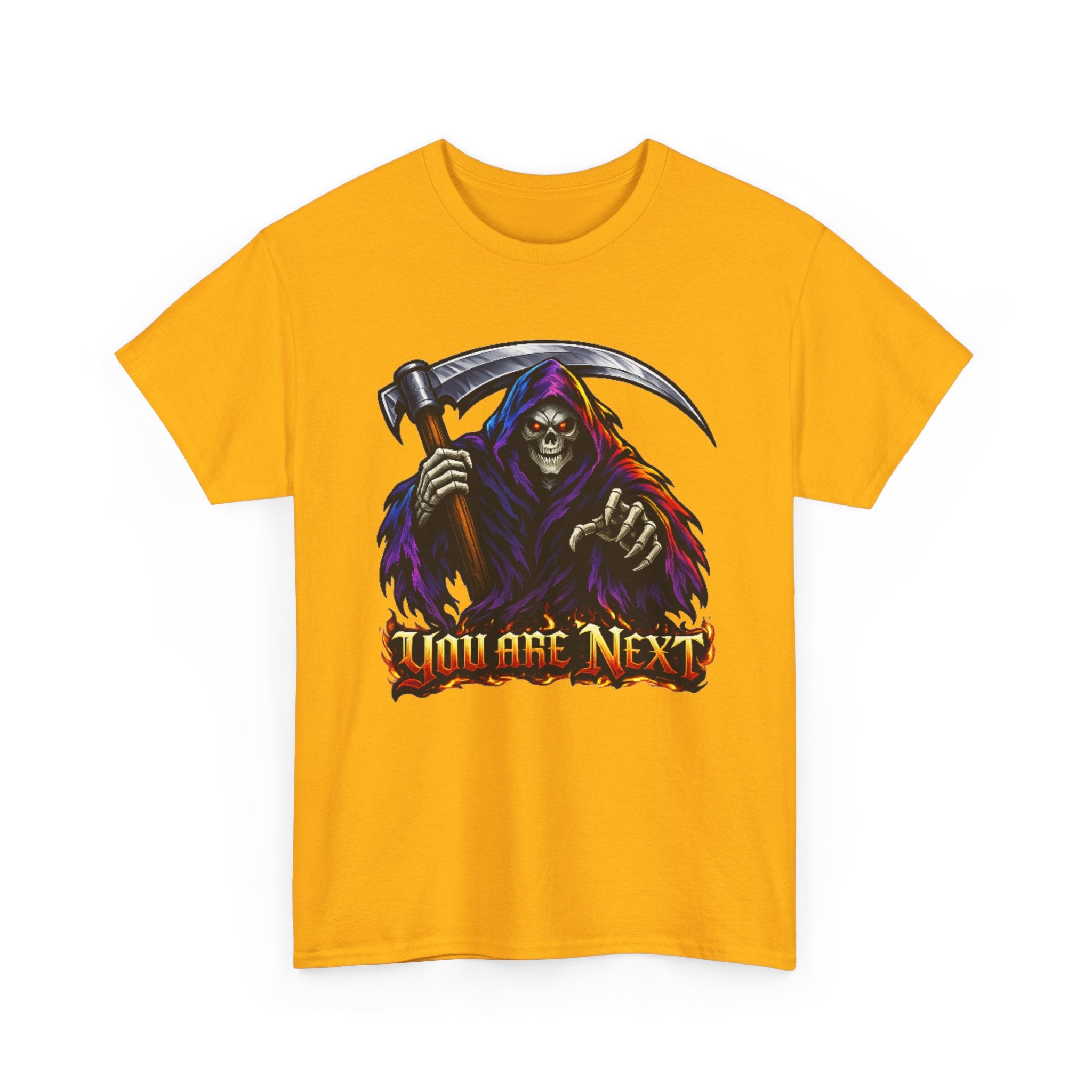 Grim Reaper "You Are Next" Graphic Tee — Gothic Horror Scythe T‑Shirt