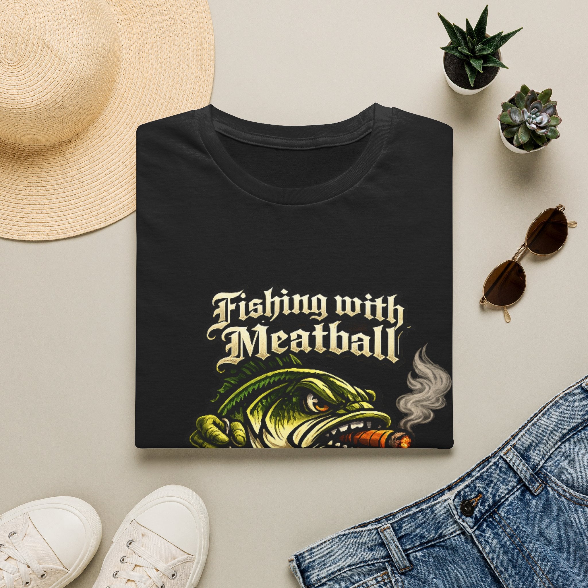 Title: Fishing with Meatball Graphic Tee
