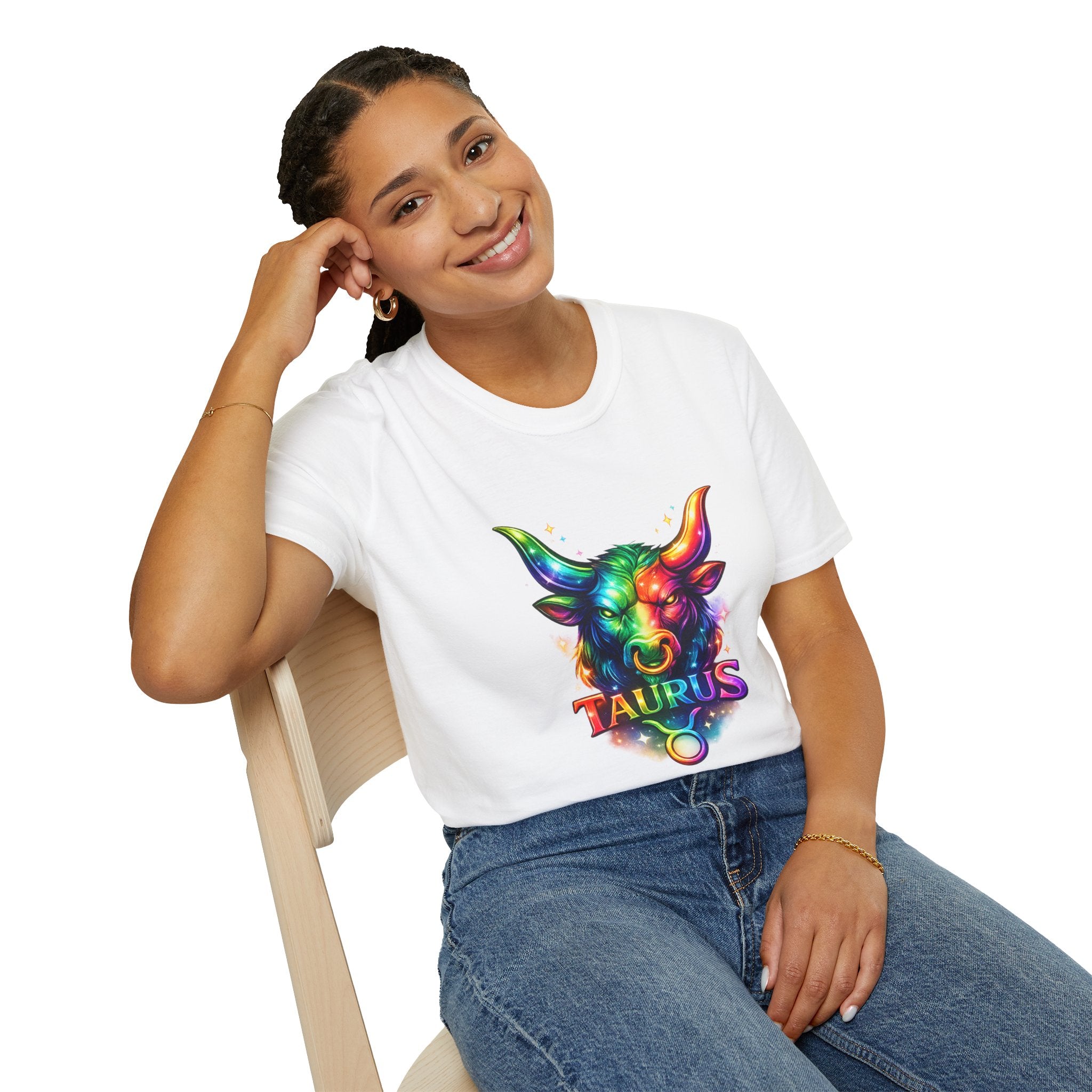 Taurus Zodiac Bull Graphic T-Shirt | Rainbow Astrology Tee