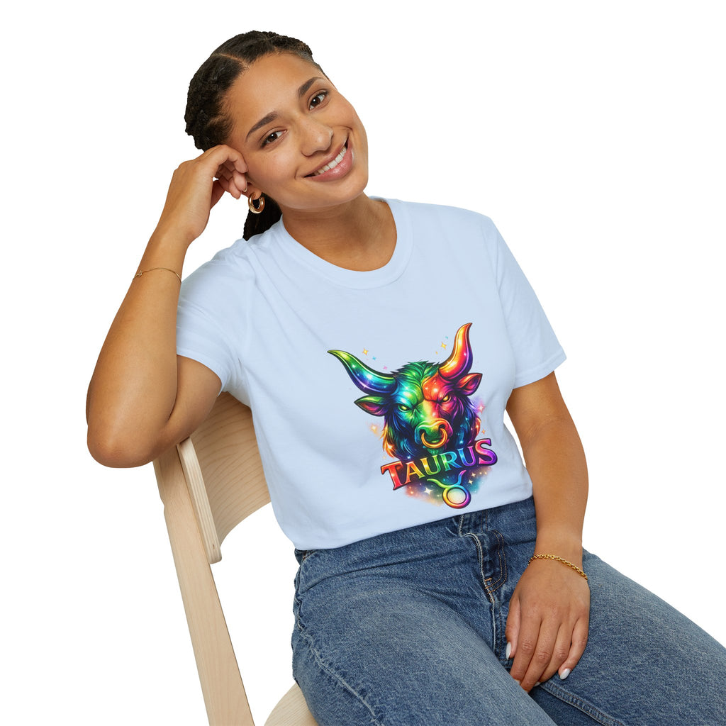 Taurus Zodiac Bull Graphic T-Shirt | Rainbow Astrology Tee