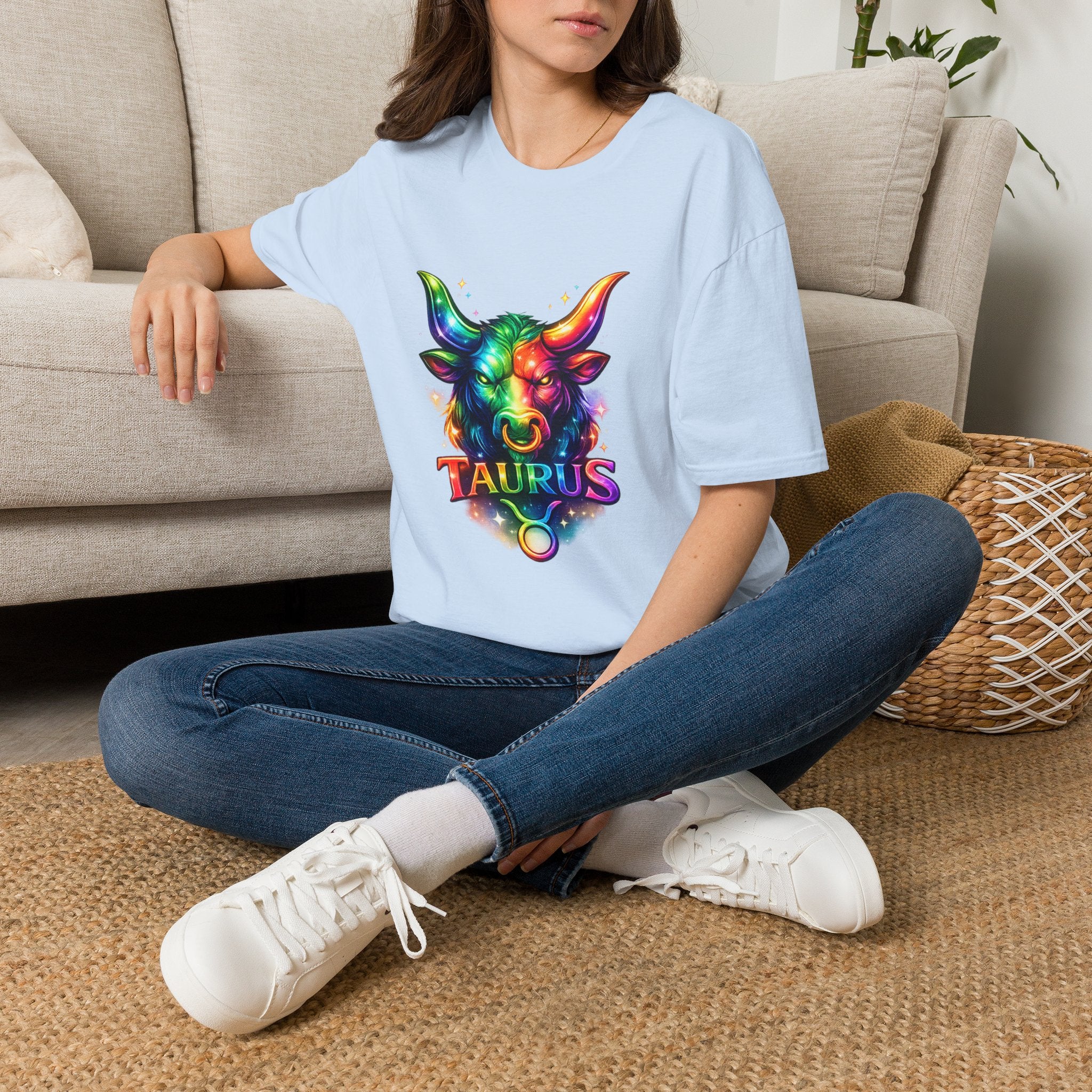 Taurus Zodiac Bull Graphic T-Shirt | Rainbow Astrology Tee