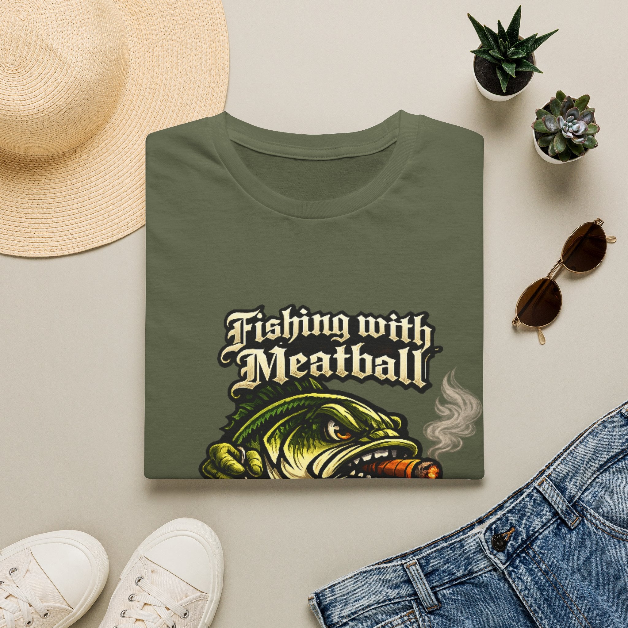 Title: Fishing with Meatball Graphic Tee