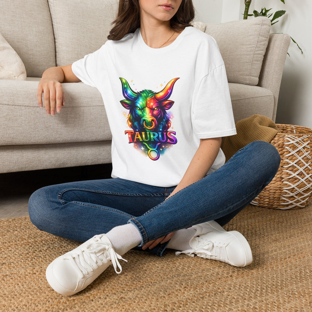 Taurus Zodiac Bull Graphic T-Shirt | Rainbow Astrology Tee