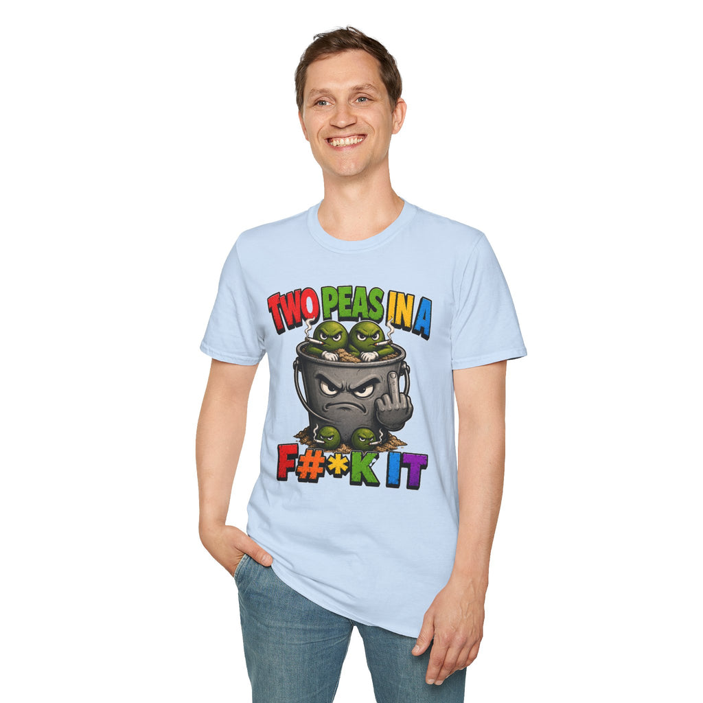 Two Peas in a F#*k It Bucket Graphic T-Shirt – Bold Color Edition