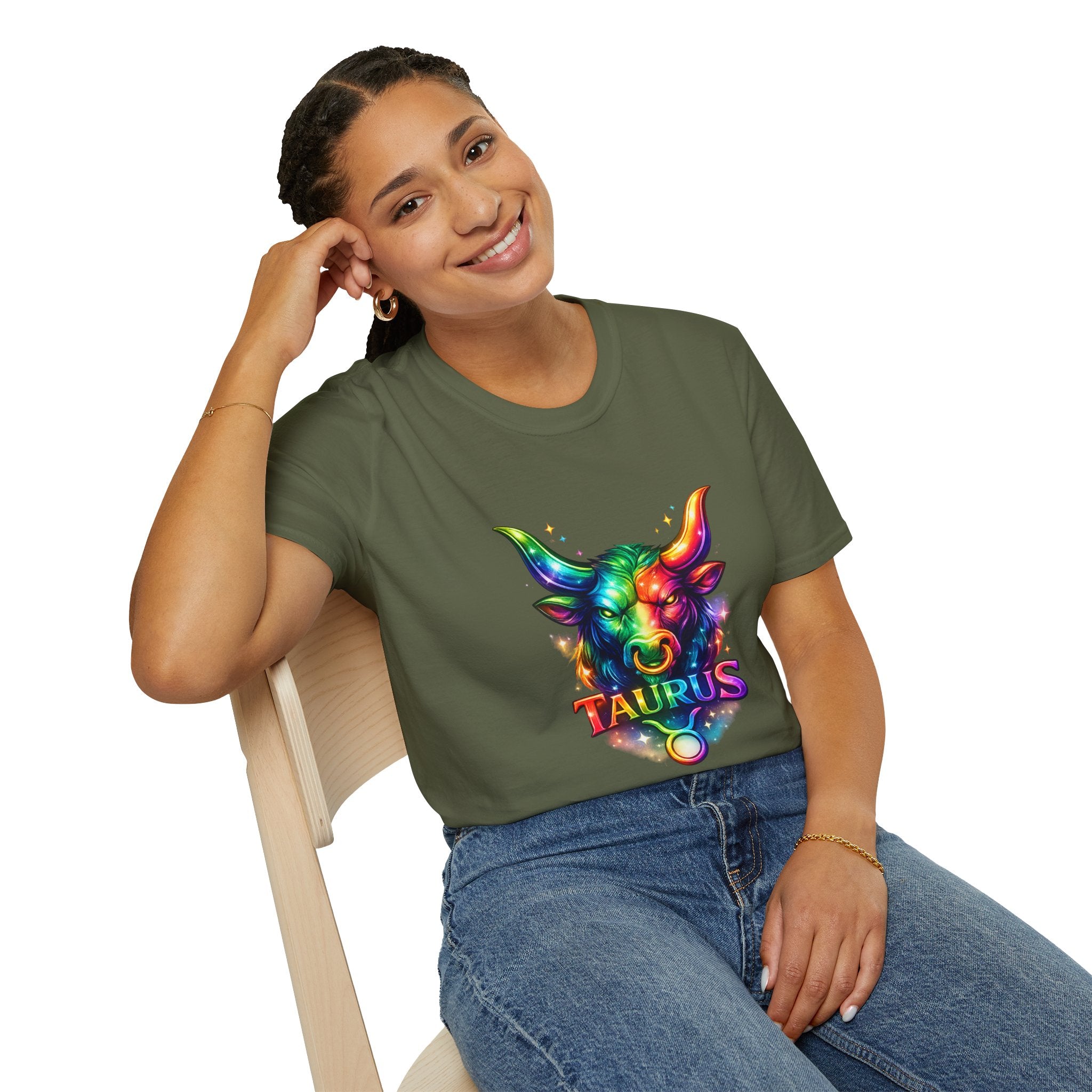 Taurus Zodiac Bull Graphic T-Shirt | Rainbow Astrology Tee