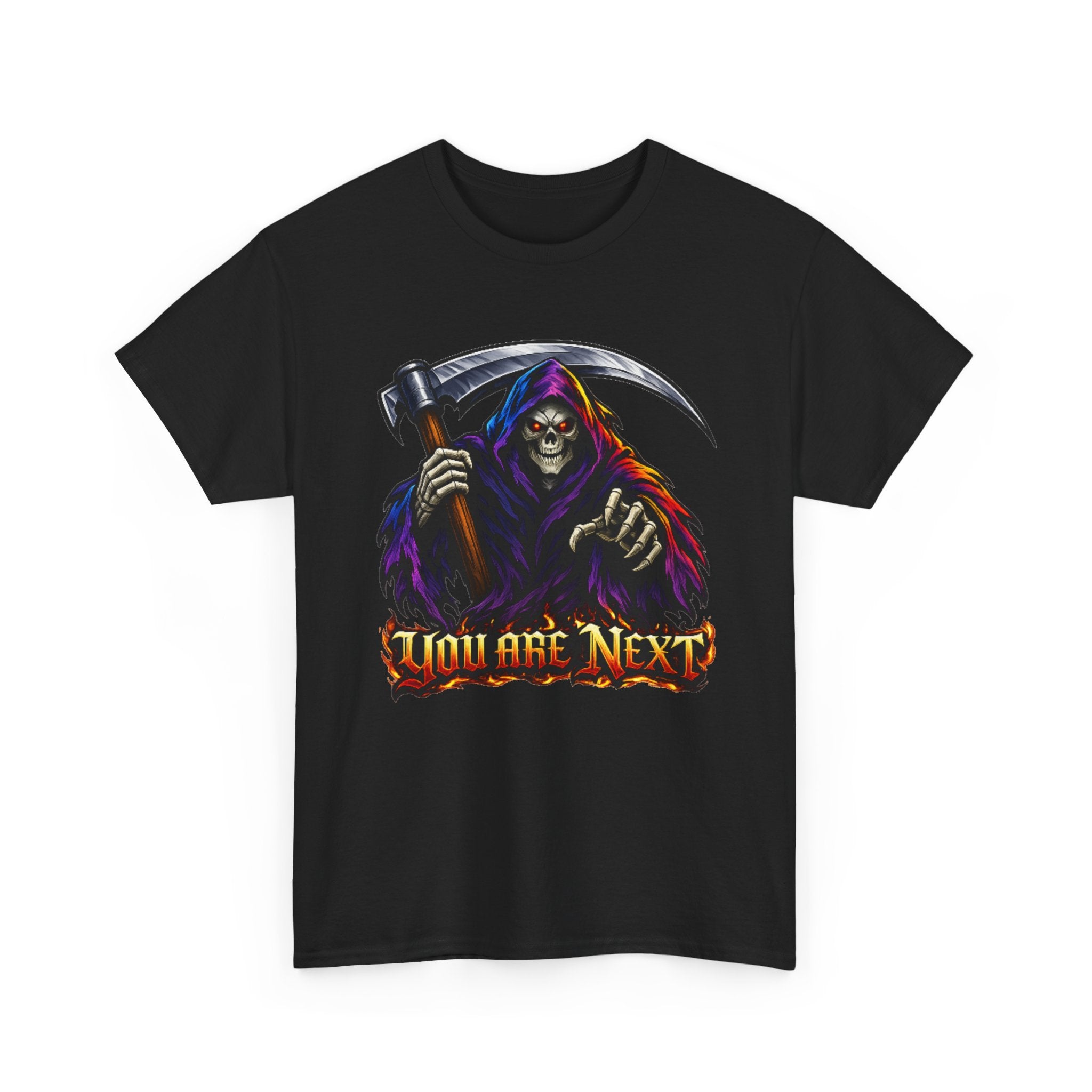 Grim Reaper "You Are Next" Graphic Tee — Gothic Horror Scythe T‑Shirt