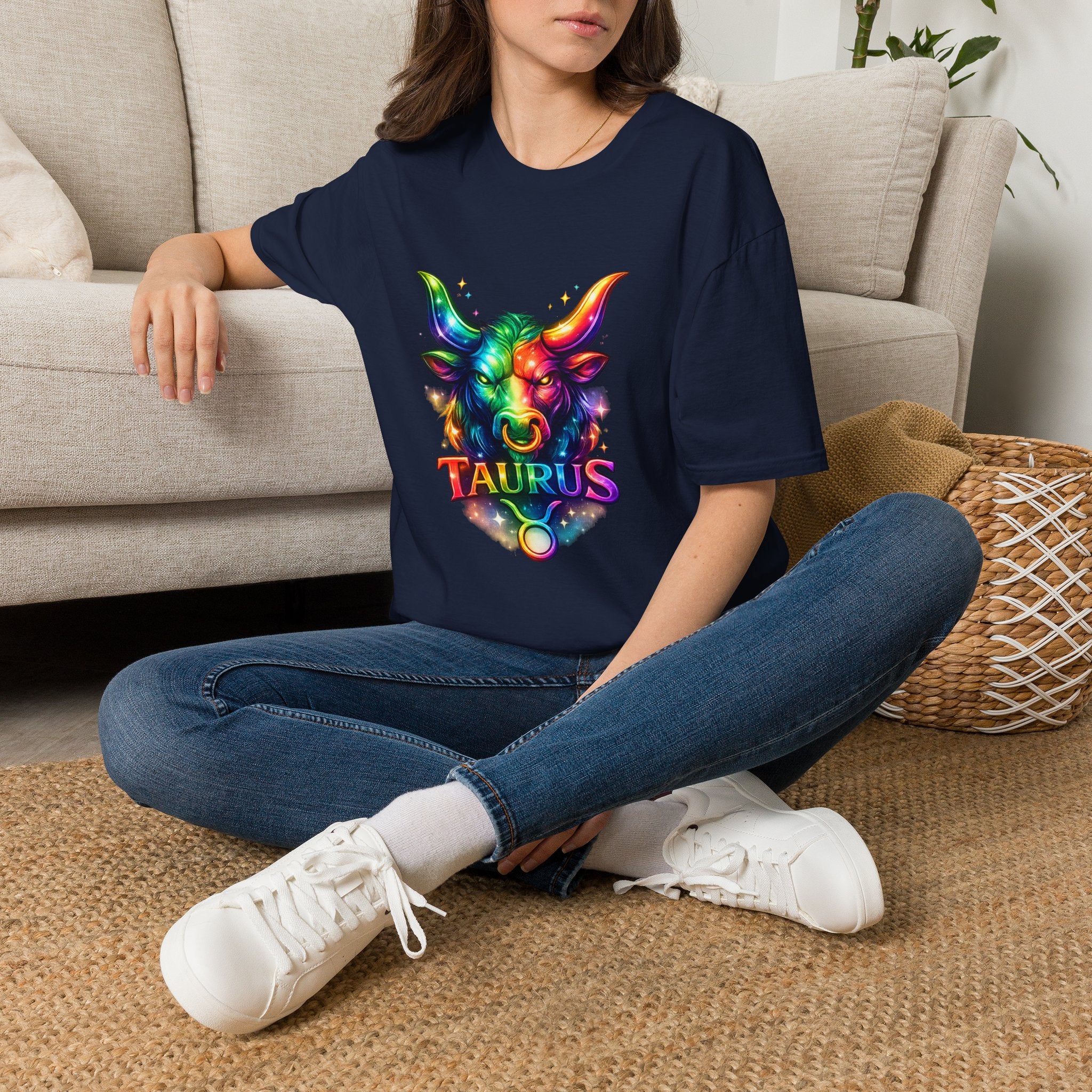 Taurus Zodiac Bull Graphic T-Shirt | Rainbow Astrology Tee