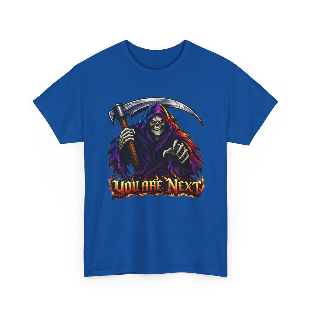 Grim Reaper "You Are Next" Graphic Tee — Gothic Horror Scythe T‑Shirt