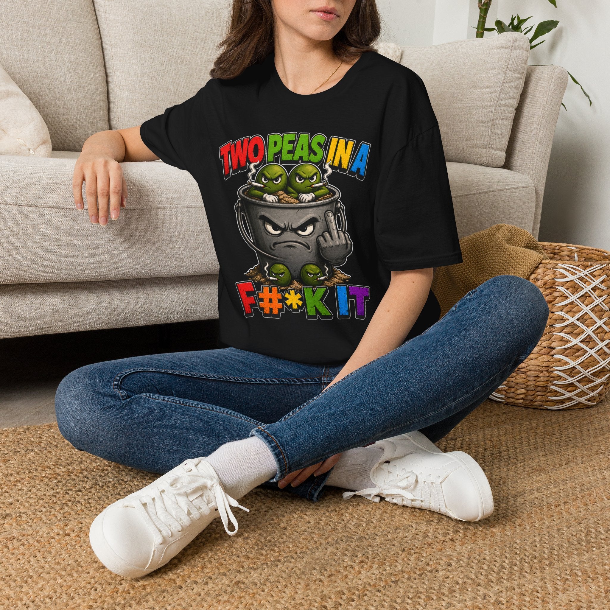 Two Peas in a F#*k It Bucket Graphic T-Shirt – Bold Color Edition