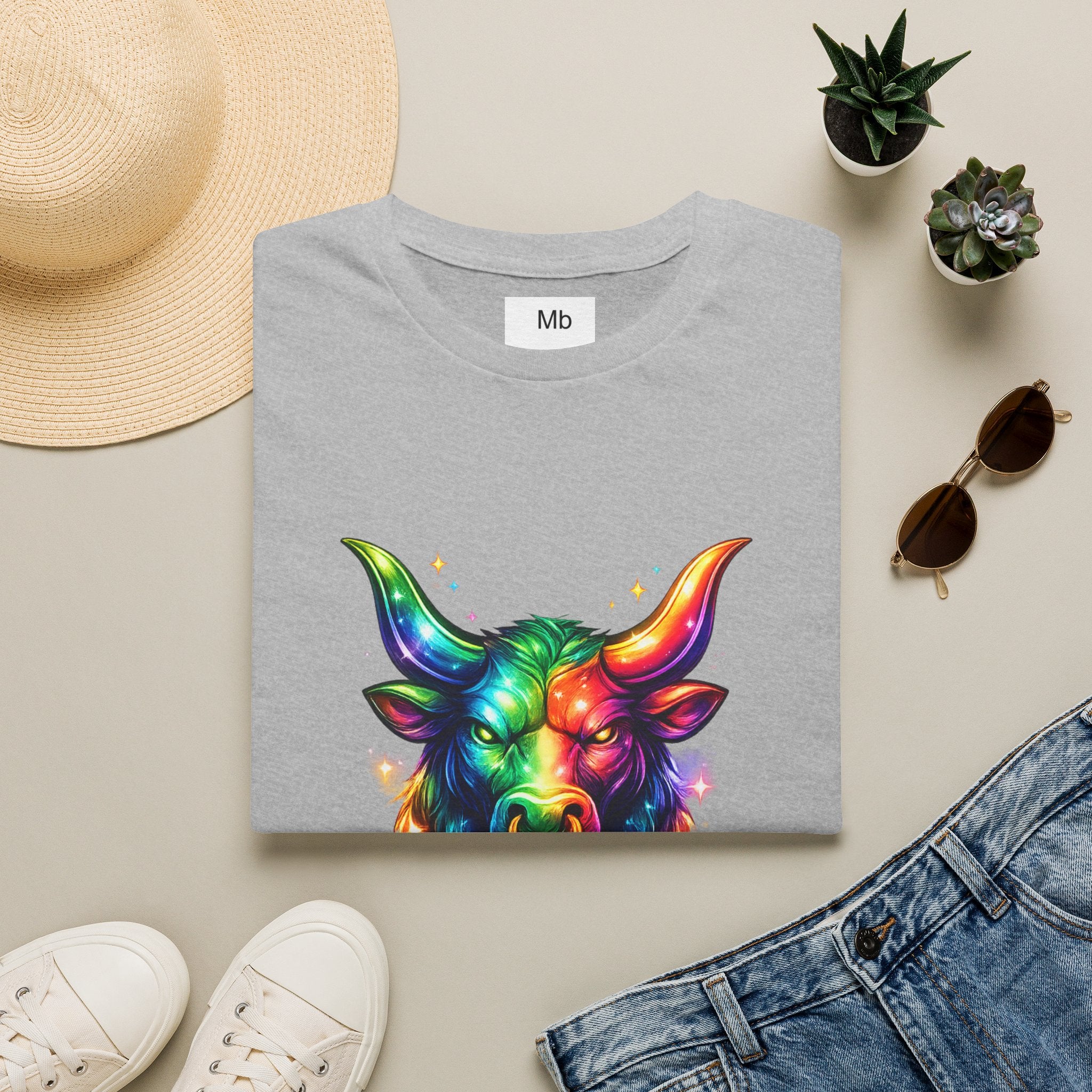 Taurus Zodiac Bull Graphic T-Shirt | Rainbow Astrology Tee