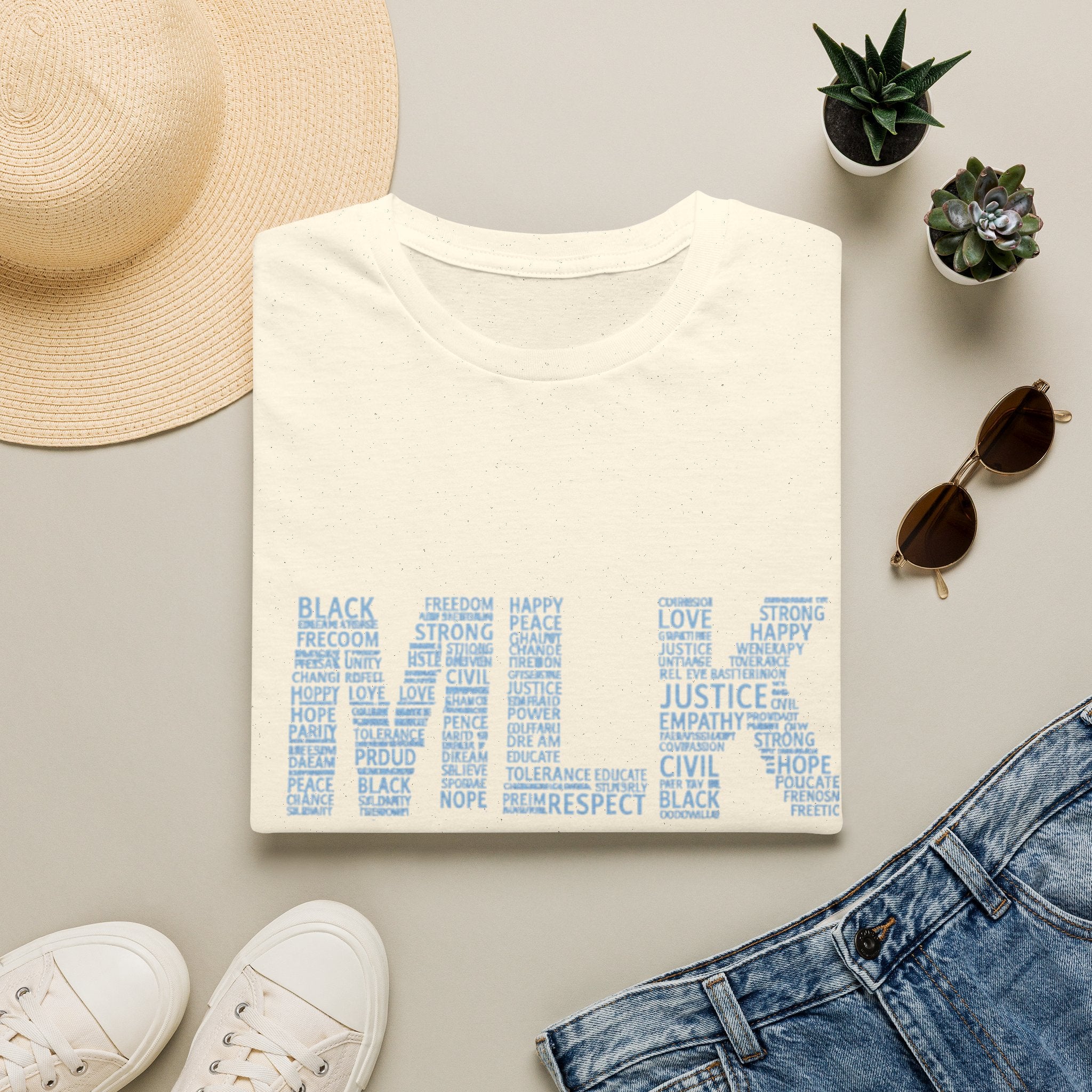 MLK Word Art T-Shirt — 'Letters Made of Culture' Civil Rights Tribute