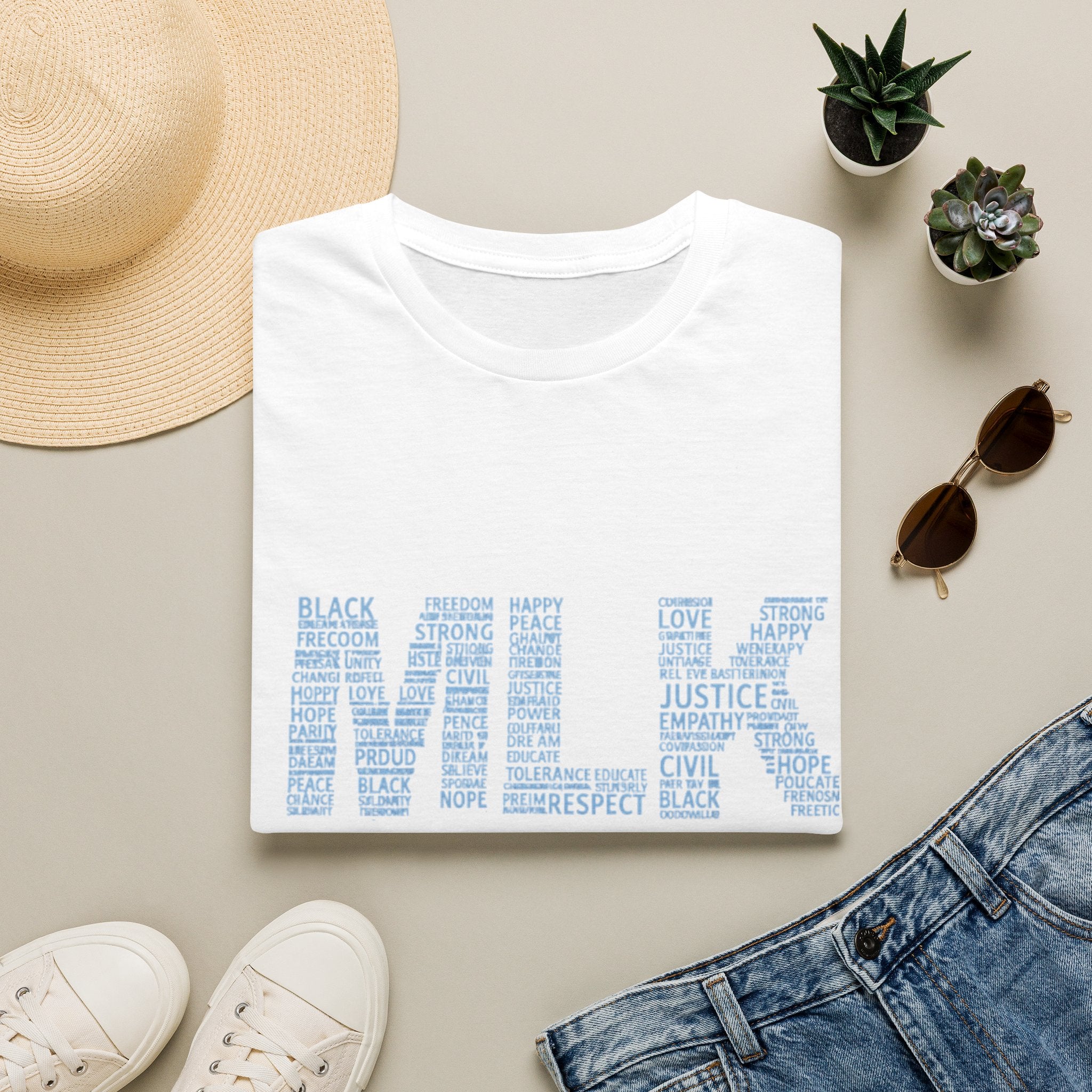 MLK Word Art T-Shirt — 'Letters Made of Culture' Civil Rights Tribute