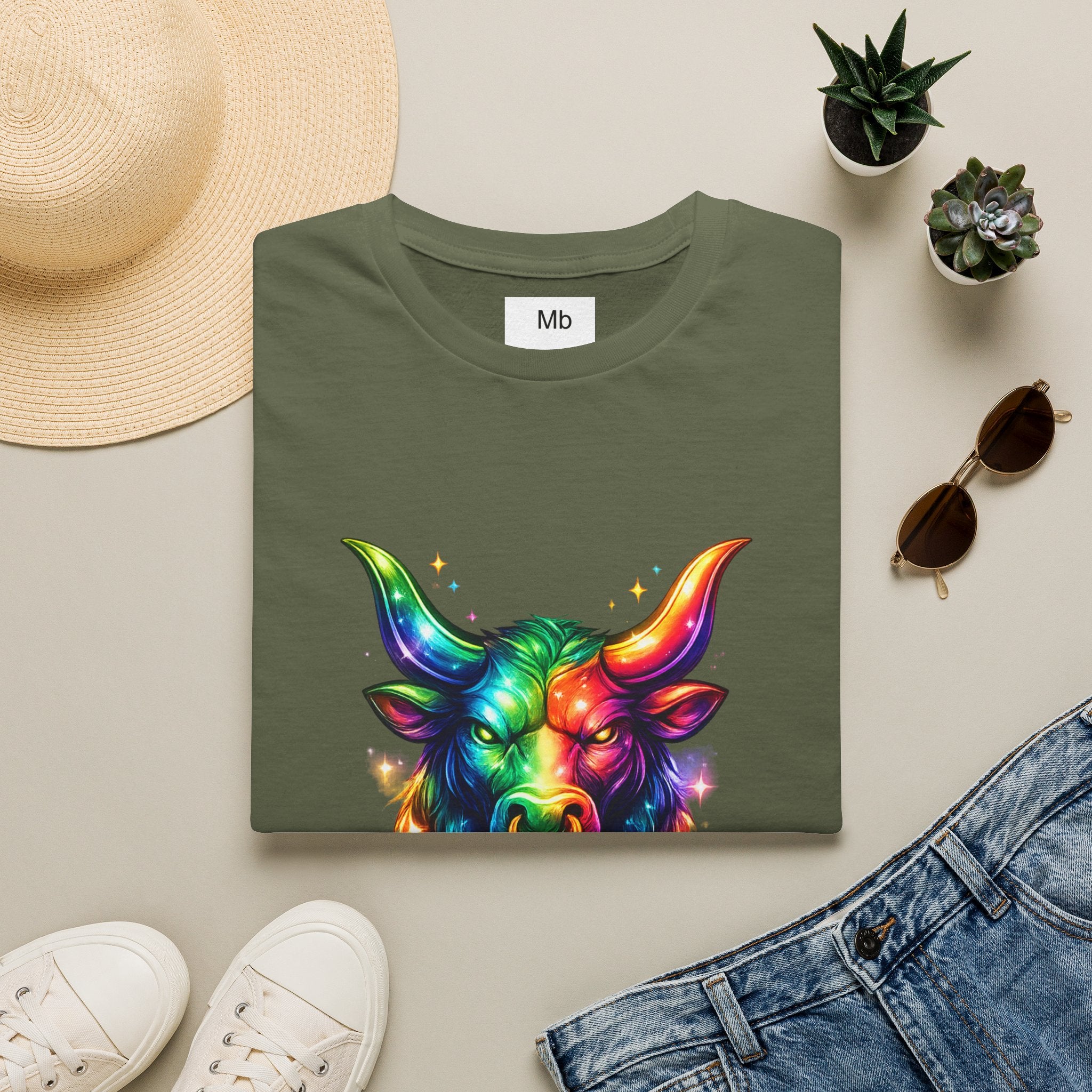 Taurus Zodiac Bull Graphic T-Shirt | Rainbow Astrology Tee