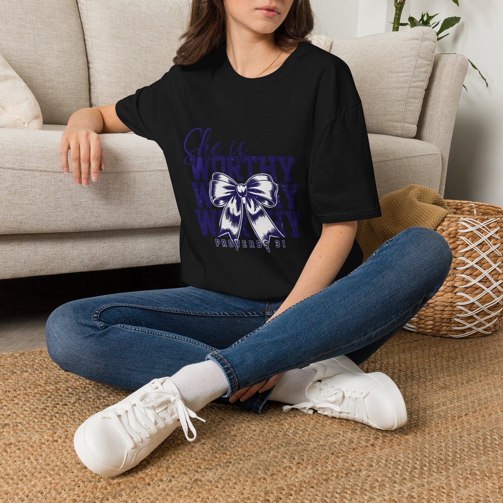 She Is Worthy T-Shirt — Inspirational Christian Proverbs 31 Tee