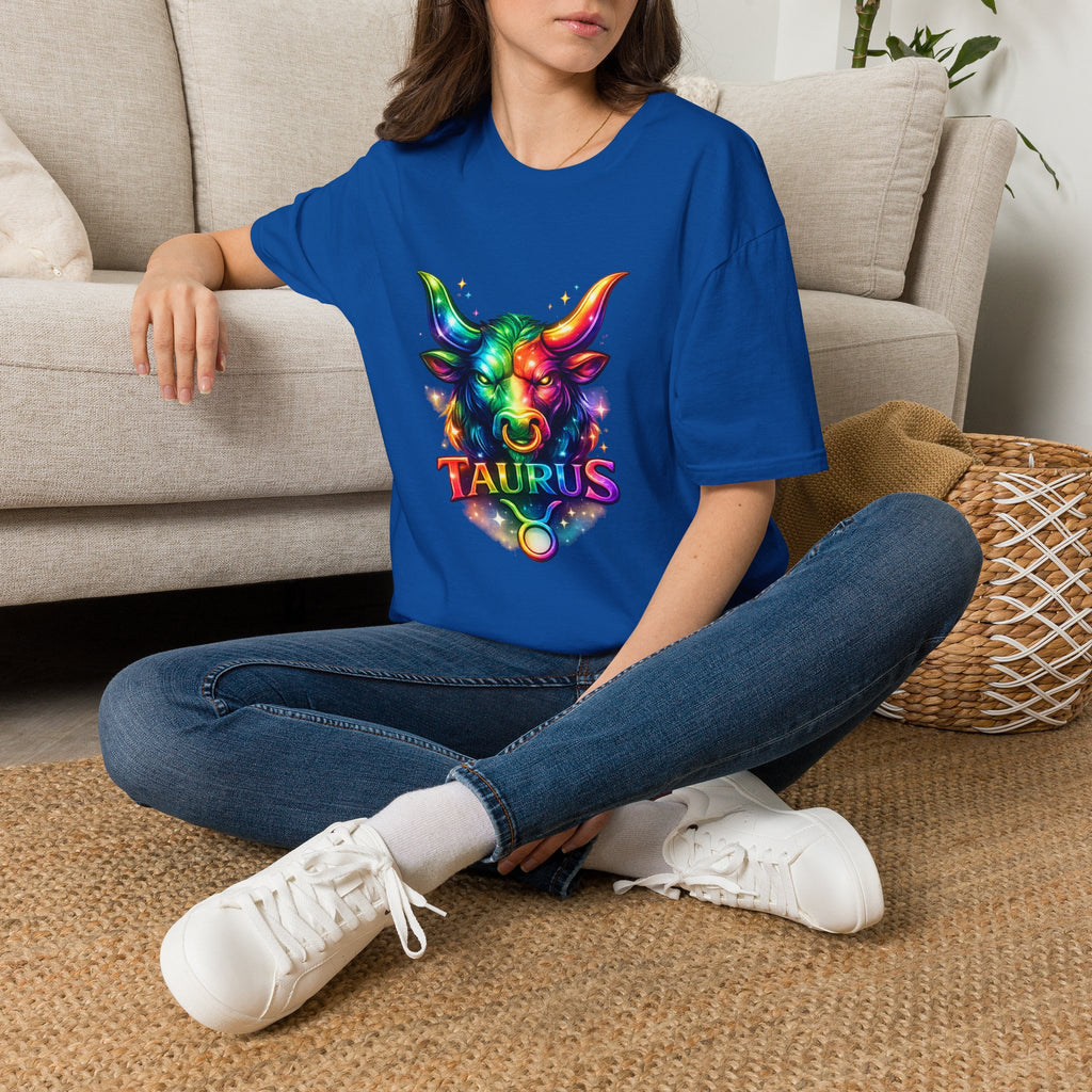 Taurus Zodiac Bull Graphic T-Shirt | Rainbow Astrology Tee