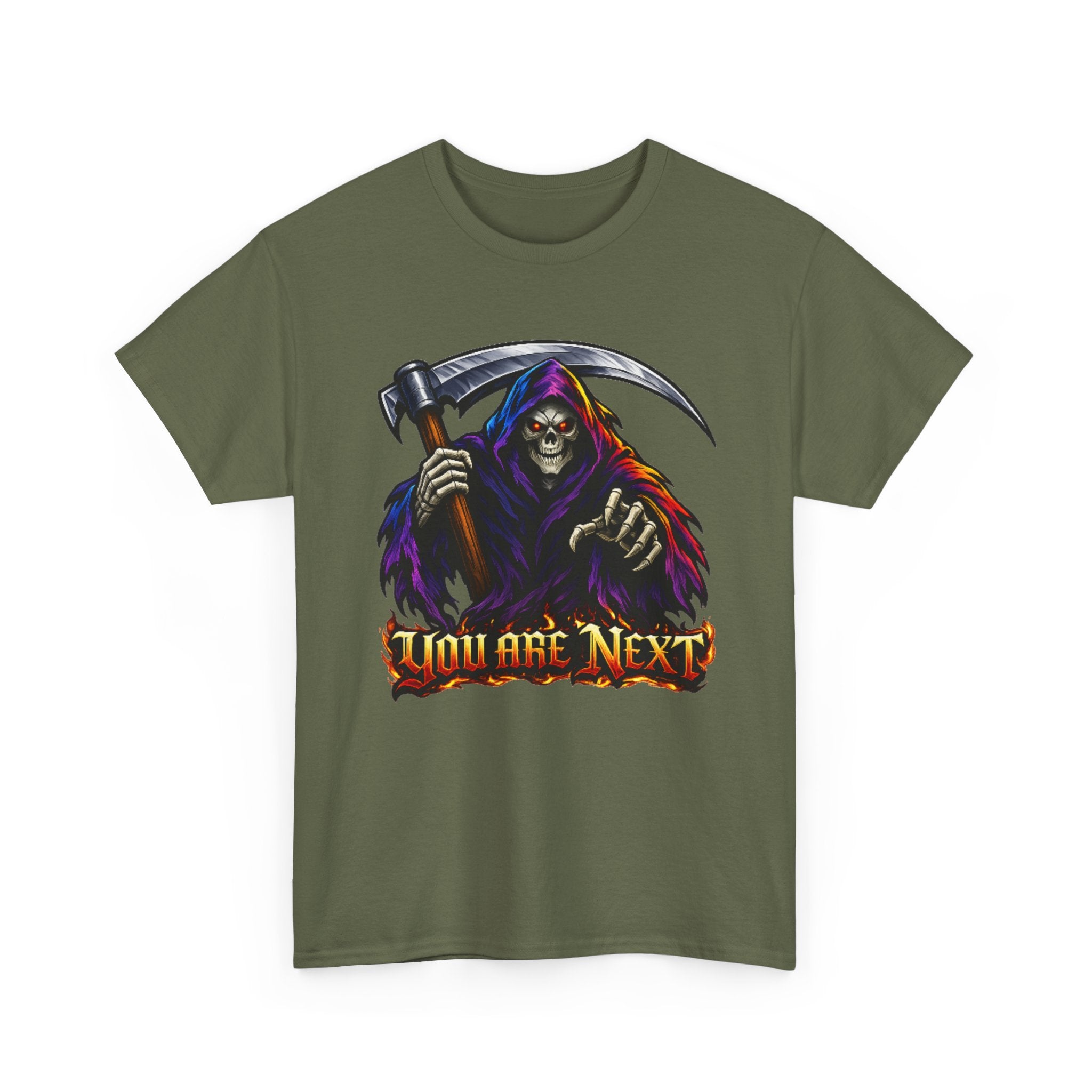 Grim Reaper "You Are Next" Graphic Tee — Gothic Horror Scythe T‑Shirt